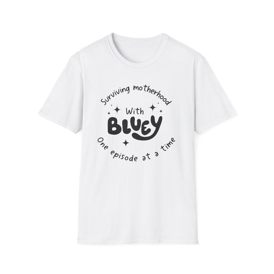 Bluey and Barely Holding On Mom Tee